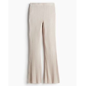Beige Ribbed Knit Pants Size S Flared Lounge Pants